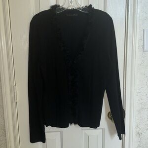 Cyrus Black Sweater/Cardigan w Rose Embellishments